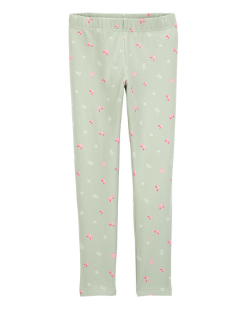 Kid Floral Stretch Leggings - Green, 