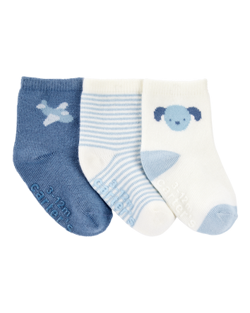 Baby 3-Pack Puppy Ankle Socks, 