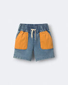 Toddler Colourblock Long-Line Short in Denim, image 3 of 6 slides