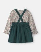 Toute-petit fille - Ensemble 2 pi&egrave;ces robe en velours c&ocirc;tel&eacute; et haut manches longues &agrave; motif floral , image 6 sur 9 diapositives