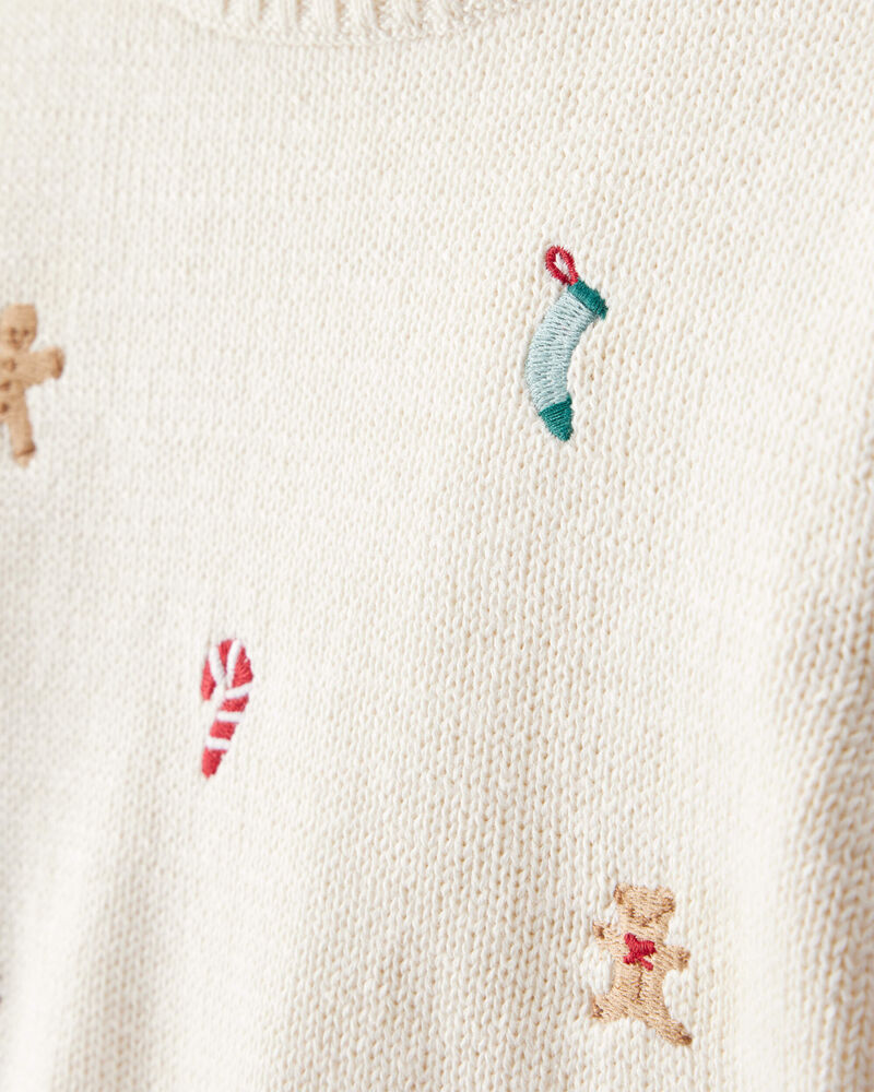 Baby Boy Holiday Print Long-Sleeve Sweater & Pant Set - White, image 3 of 7 slides