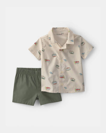Baby Boy 2-Piece Beachy Van Top & Short Set - Green, 