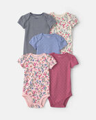 Baby Girl 5-Pack Floral Short-Sleeve Bodysuits, image 1 of 7 slides