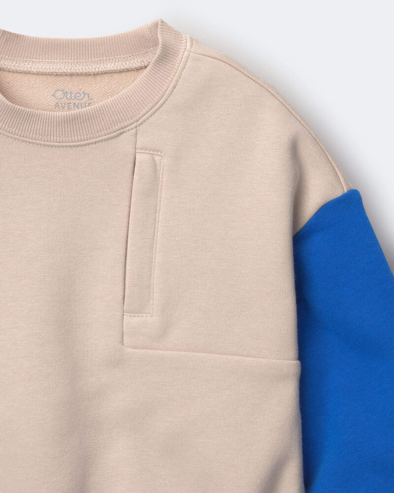 Toddler Boy Colourblock Pullover Sweatshirt - Khaki, image 5 of 5 slides