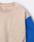 Toddler Boy Colourblock Pullover Sweatshirt - Khaki, image 5 of 5 slides