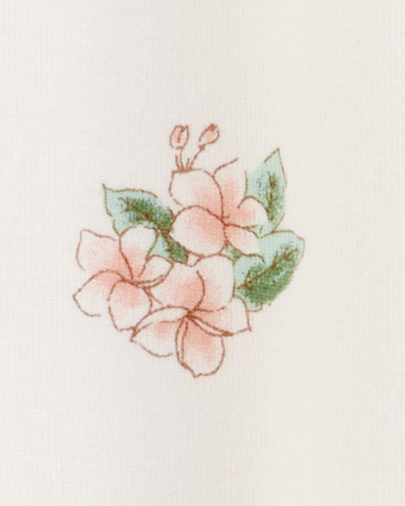 Bébé fille - Grenouillère PurelySoft à fermeture à glissière à 2 sens à poignets et pieds rabattables imprimé tropical - Ivoire, image 4 sur 7 diapositives