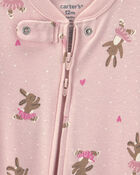 B&eacute;b&eacute; fille - Pyjama ajust&eacute; 1 pi&egrave;ce en coton &agrave; imprim&eacute; de lapins et ballerines &ndash; Rose, image 3 sur 5 diapositives