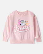 Tout-petit fille - Chandail sans glissi&egrave;re en jersey bouclette Bluey - Rose, image 1 sur 3 diapositives