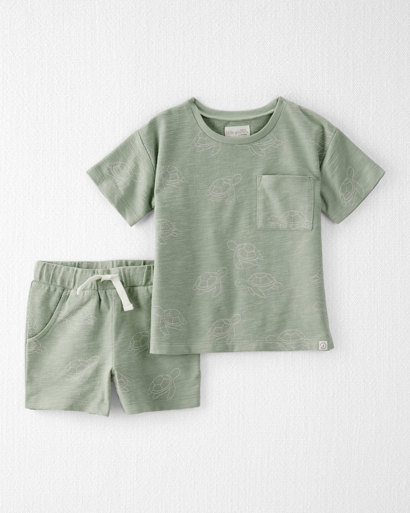 Toddler Boy 2-Piece Turtles-Print Set Made with Organic Cotton, image 1 of 5 slides