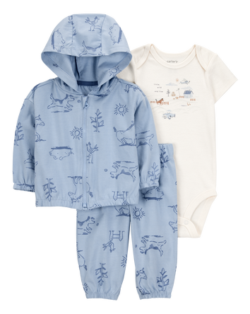Baby 3-Piece Dog Print Little Cardigan Set, 