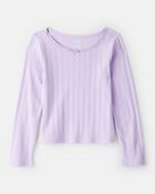 Girls Pointelle Long-Sleeve Top - Purple, image 1 of 4 slides