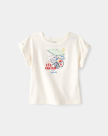 Toddler Girl Ice Cream Top - Cream, 