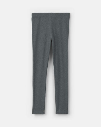 Girls Pull-On Stretch Rib Leggings - Grey, 