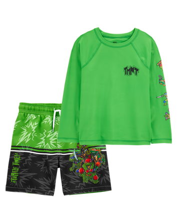 Kid 2-Piece Teenage Mutant Ninja Turtles Rashguard & Swim Trunk Set, 