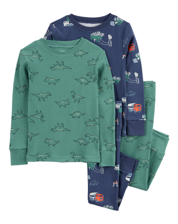 Baby 4-Piece Dinosaur & Trucks Cotton Blend Pyjamas, 