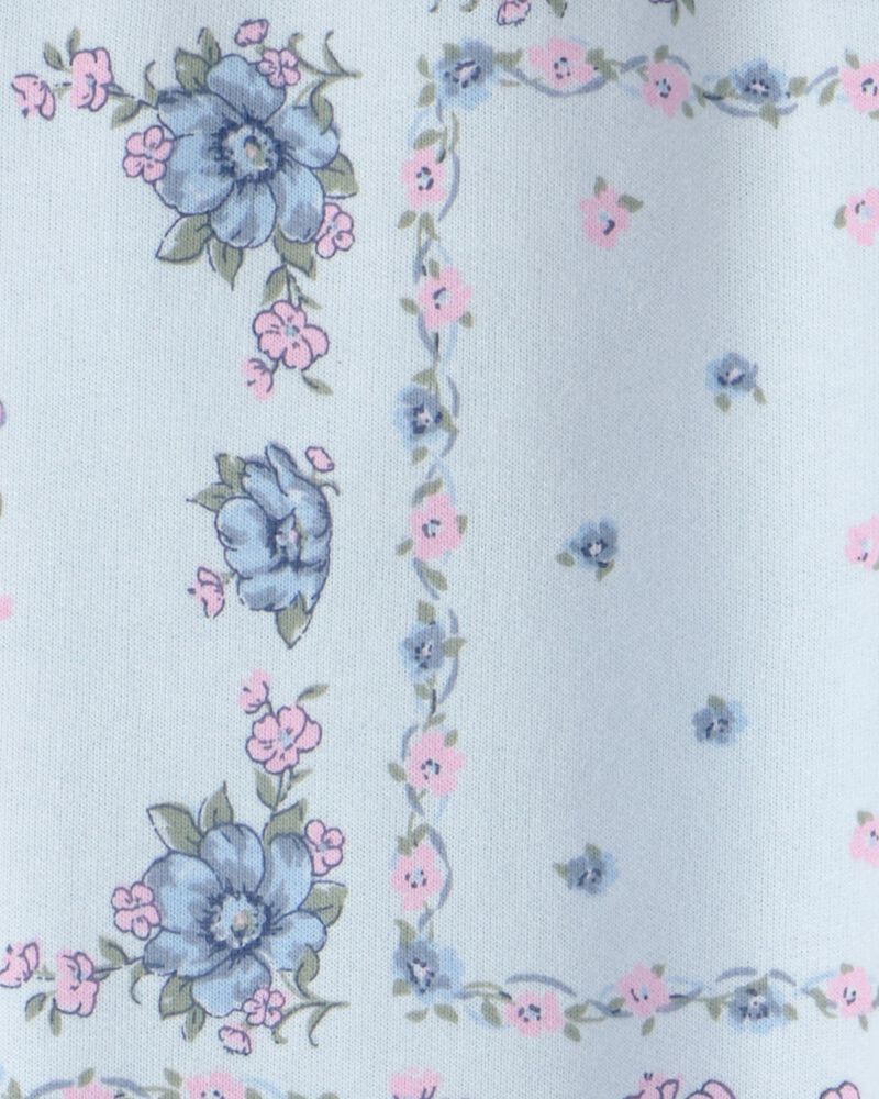 Filles - Pantalon de jogging en tricot avec cordon de serrage, floral - Bleu, image 3 sur 3 diapositives