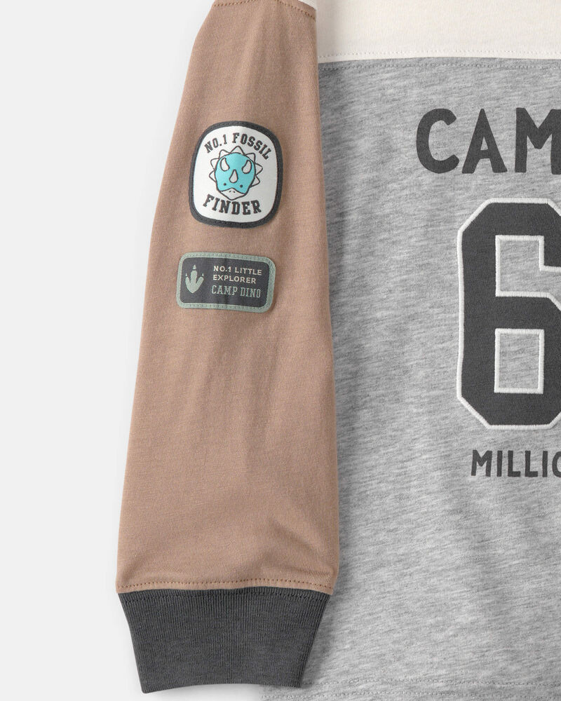 Toddler Boy 'Camp Dino' Long-Sleeve T-Shirt - Brown/Grey, image 2 of 5 slides