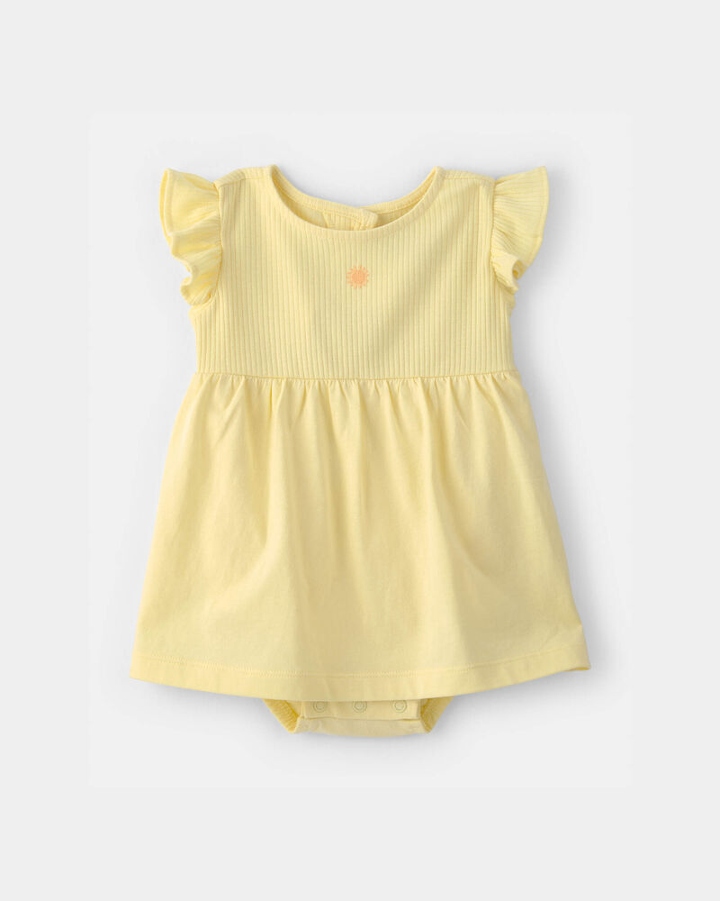 Baby Girl Sunshine Short-Sleeve Bodysuit Dress - Yellow, image 1 of 5 slides