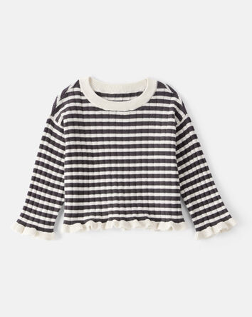 Bébé fille - Pull à manches longues rayé - Ivoire/Noir, 