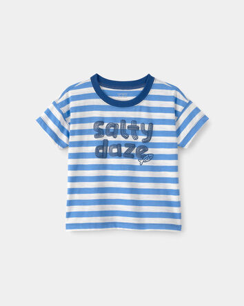 Toddler Boy 'Salty Daze' Striped Graphic Tee - Blue/White, 
