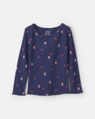 Toddler Girl Floral Long-Sleeve Top - Navy Blue, image 1 of 3 slides