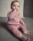 B&eacute;b&eacute; fille - Cardigan &agrave; motif floral - Mauve, image 2 sur 3 diapositives