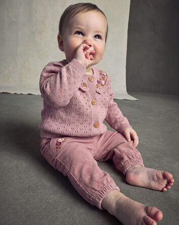 B&eacute;b&eacute; fille - Cardigan &agrave; motif floral - Mauve, 