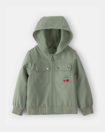 Girls Girl Midweight Green utility  Jacket- Green, 