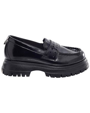 Kid Block Heel Slip-On Loafers, 