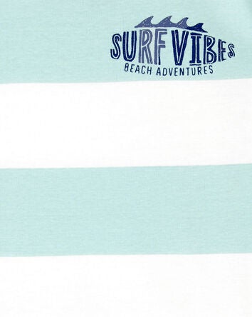 Kid Surfing Print Snug Fit Cotton 4-Piece Pyjamas, 
