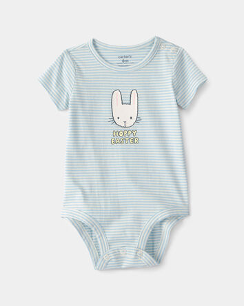 Baby 'Hoppy Easter' Bunny Graphic Bodysuit - Blue, 