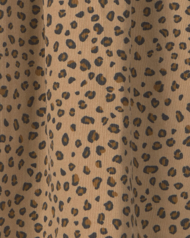 Toute-petit fille - Robe &agrave; manches longues &agrave; velours c&ocirc;tel&eacute; &agrave; motif l&eacute;opard &ndash; Brun, image 3 sur 3 diapositives