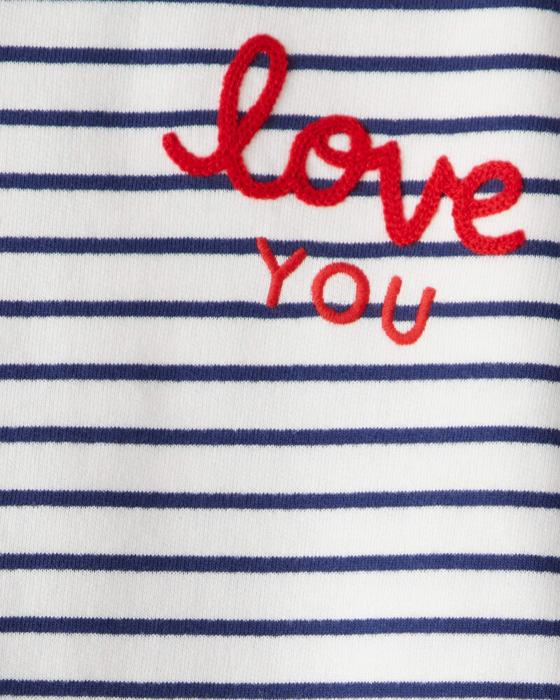 Girls French Terry Long-Sleeve Top - Navy/White, image 3 of 4 slides