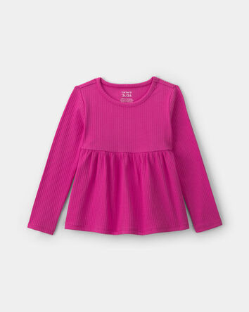 Toddler Girl Long-Sleeve Peplum Top - Pink, 