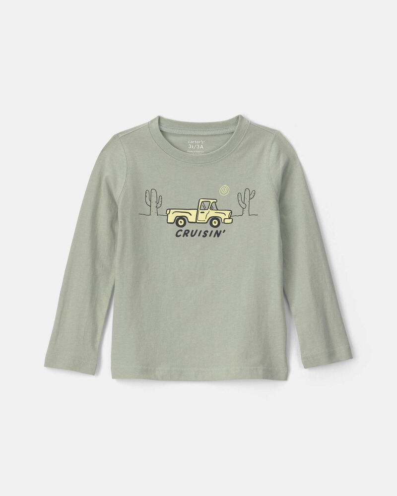 Tout-petit gar&ccedil;on - T-shirt manches longues en 100&nbsp;% coton &agrave; imprim&eacute; camion &laquo;Cruisin&rsquo;&raquo; - Vert, image 1 sur 2 diapositives