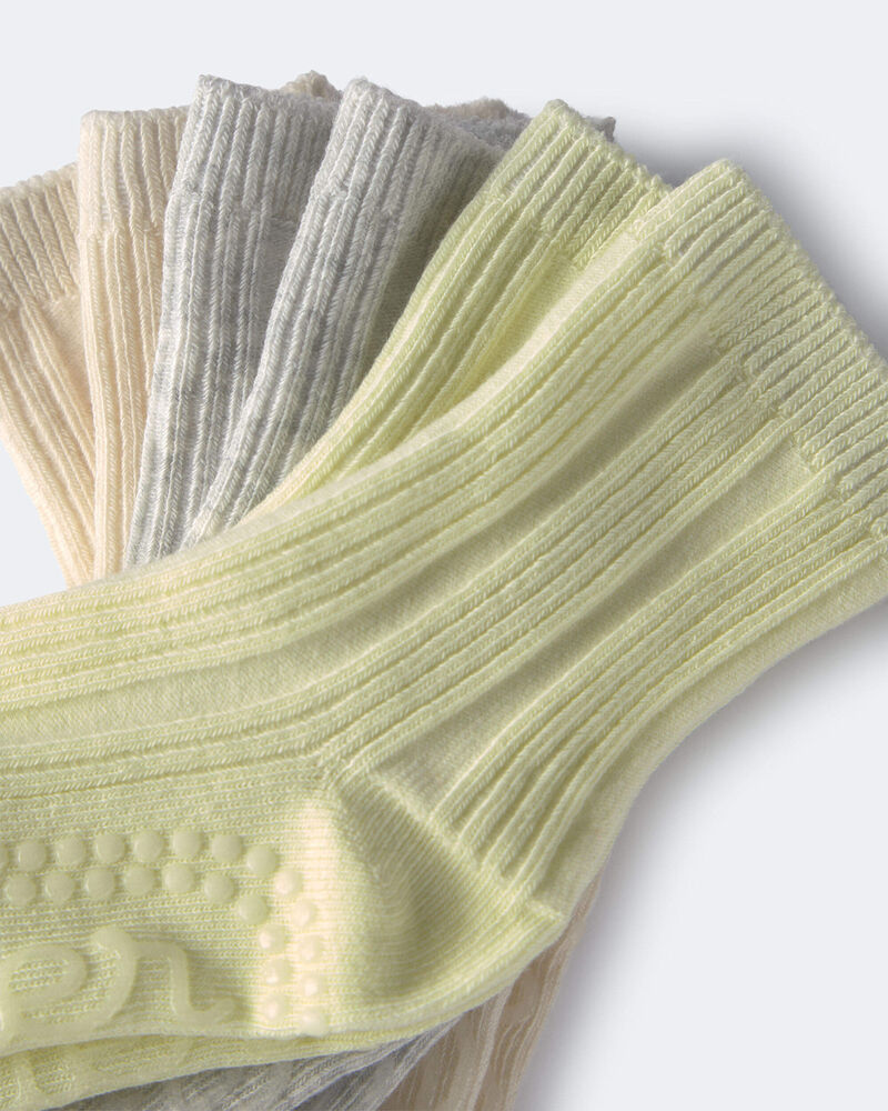 Toddler 3-Pack Crew Socks - Cream/Heather Grey/Yellow, image 3 of 3 slides