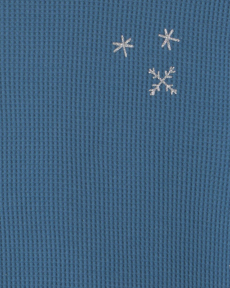 Toute-petit fille - Ensemble 2 pi&egrave;ces t-shirt manches longues et pantalon isothermes &agrave; motif flocon de neige &ndash; Bleu marine, image 3 sur 4 diapositives