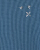 Toute-petit fille - Ensemble 2 pi&egrave;ces t-shirt manches longues et pantalon isothermes &agrave; motif flocon de neige &ndash; Bleu marine, image 3 sur 4 diapositives