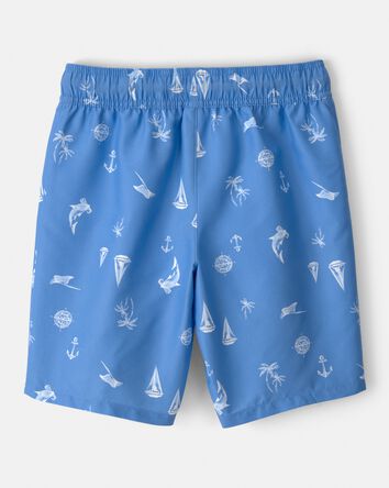 Boys Sailboat Swim Trunks - Blue, 