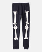 Kid 2-Piece Glow Halloween Skeleton 100% Snug Fit Cotton Pyjamas - Black, image 3 of 4 slides