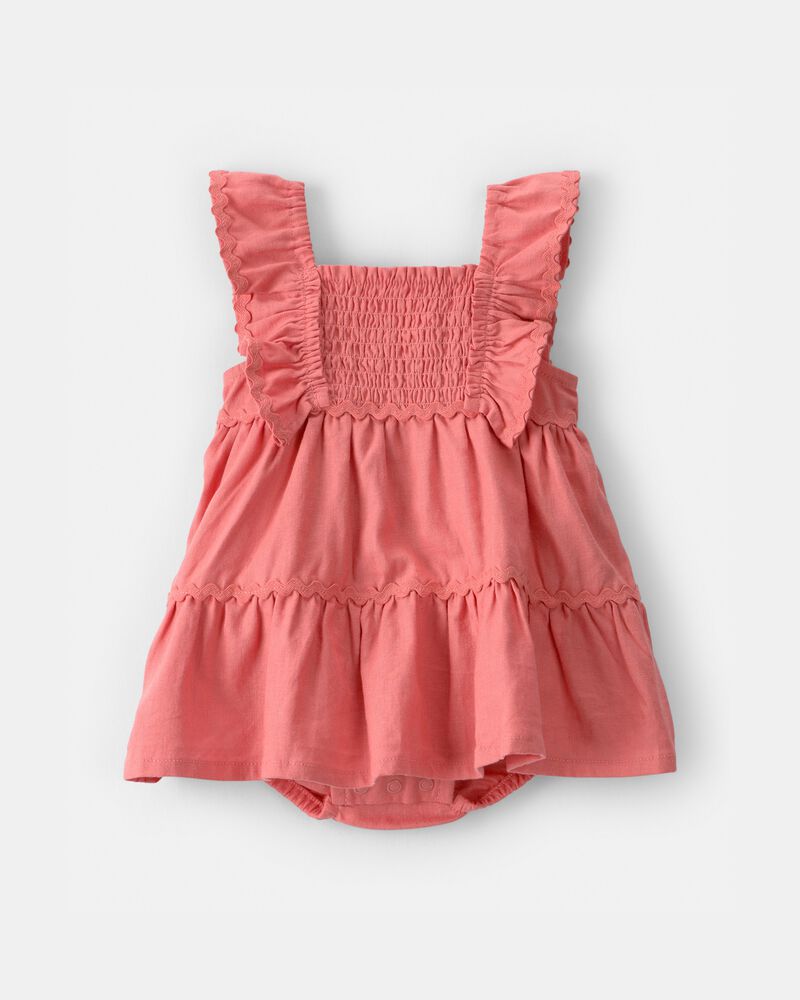 Baby Girl Ruffle Sleeveless Bodysuit Dress - Orange, image 1 of 3 slides