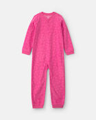 Girls 1-Piece Smiley Faces Fleece Loose Fit Pyjama - Pink, image 1 of 4 slides
