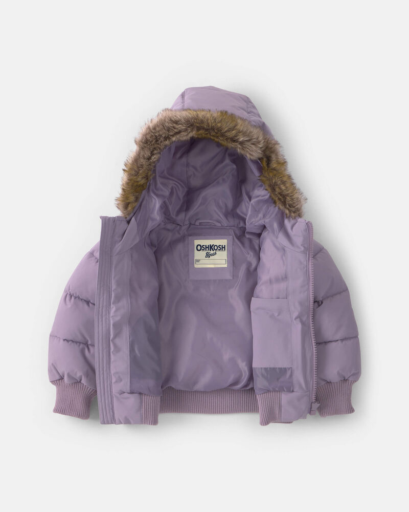 Toddler Girl Bubble Urban Jacket- Lavender, image 2 of 4 slides