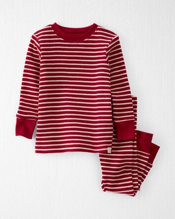 Baby Waffle Knit Pyjamas Set Made with Organic Cotton in Stripes, 