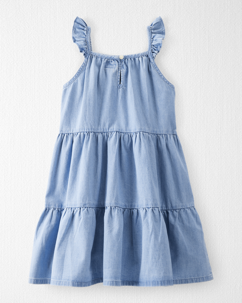 Girls Organic Cotton Chambray Dress, image 2 of 5 slides