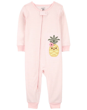 Pyjama 1 pièce sans pieds en coton ajusté à motif d’ananas, 
