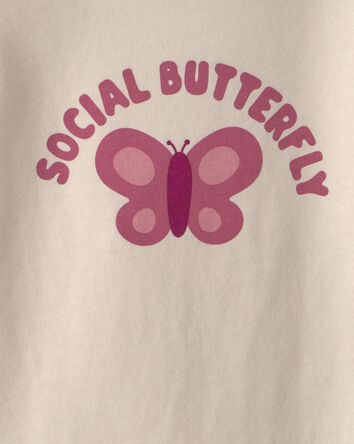 Baby Girl 'Social Butterfly' Long-Sleeve Graphic Bodysuit - Cream, 