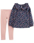 2-Piece Floral Top & Legging Set, image 1 of 2 slides