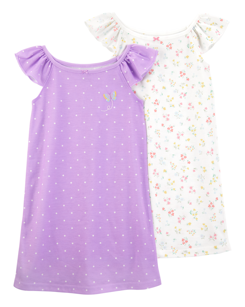 Kid 2-Pack Butterfly Nightgowns, image 1 of 4 slides