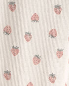 Baby Girl Organic Cotton Rib Footed Pants in Strawberry-Print, image 4 of 5 slides